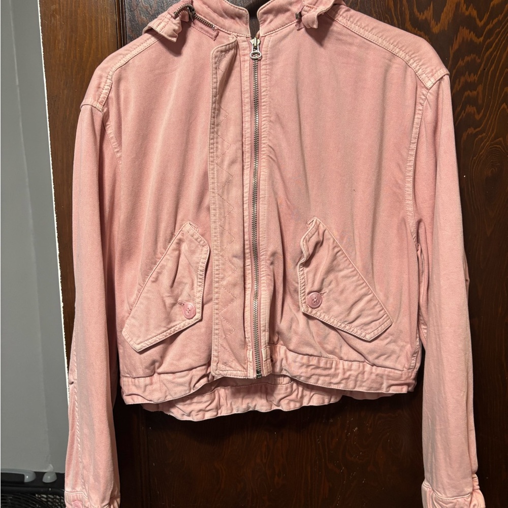 Lucky Brand Pink Hooded Utility Jacket Woman’s Size Small
